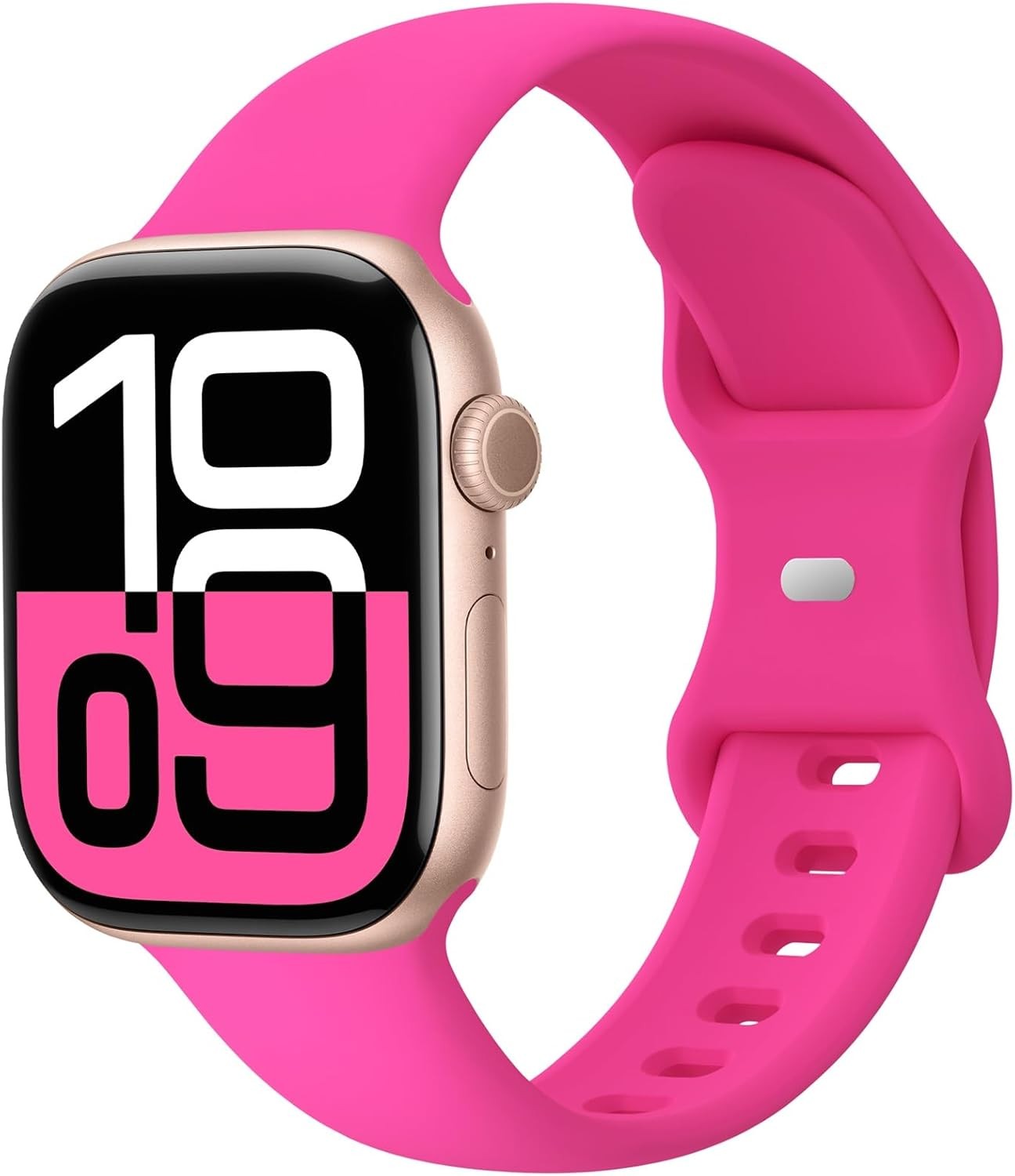 Soft Silicone Strap Compatible with Apple Watch Series 7 44mm Hot Pink