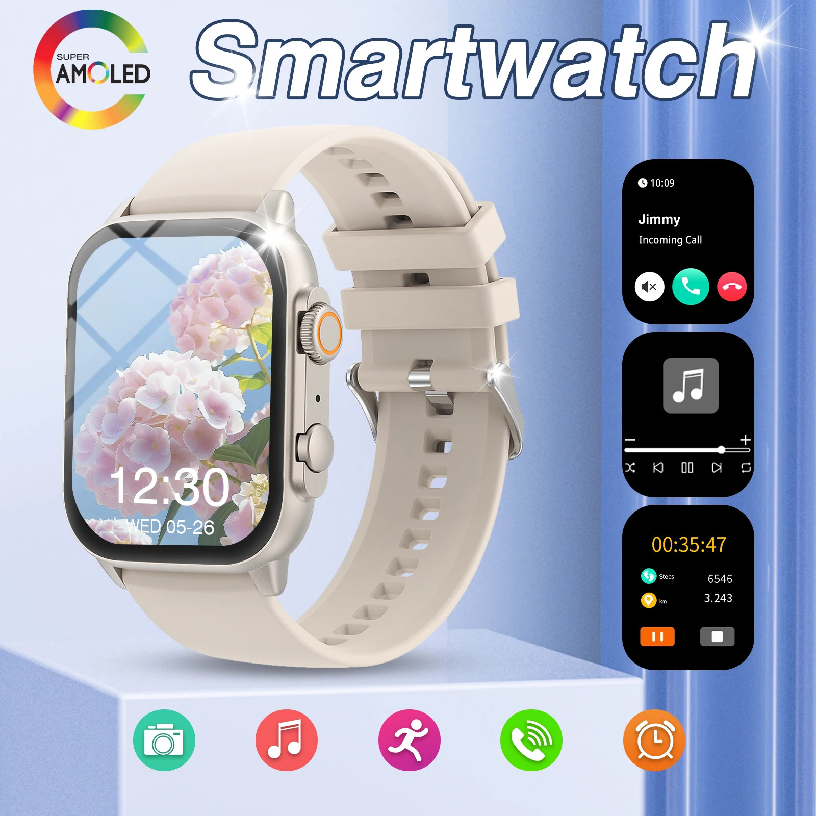 Bluetooth Smart Watch Fitness Tracker Heart Rate Sleep For Android iO