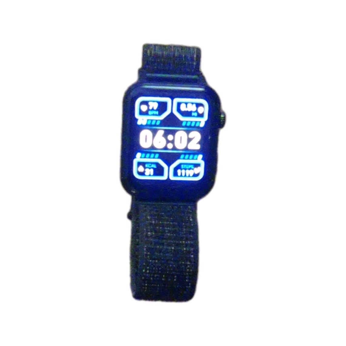 Black Fabric Band Smart Watch with Touchscreen and Health Sensors