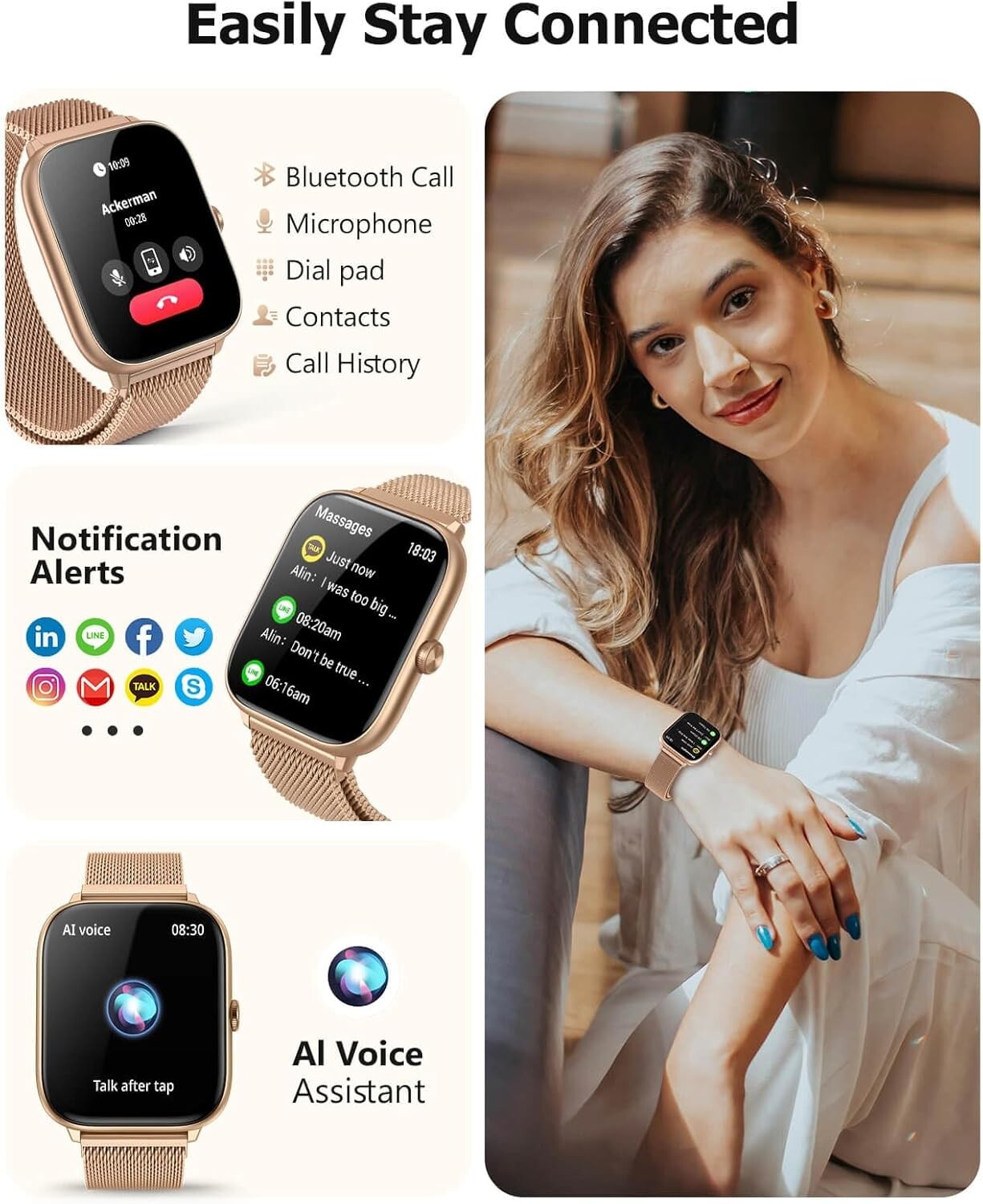 EarlySincere 2025 Smart Watches for Women with 2.06″ AMOLED Always-On Display,