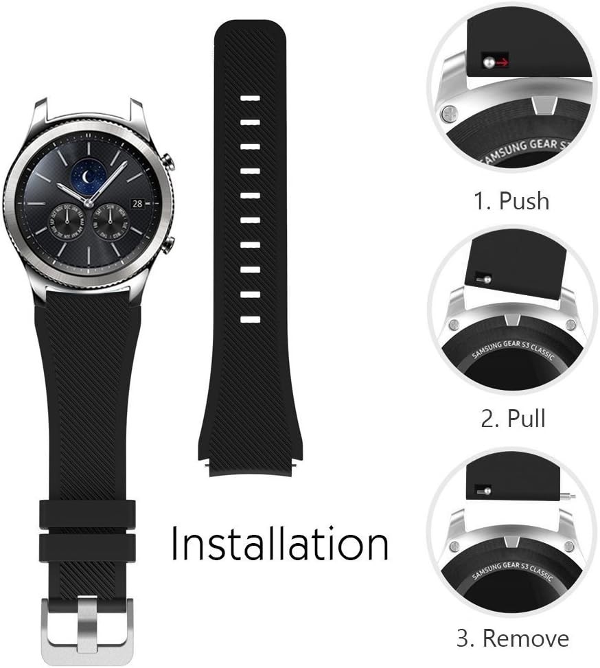 Adjustable White Silicone Sport Band for Galaxy Watch & Gear S3 – Quick Release