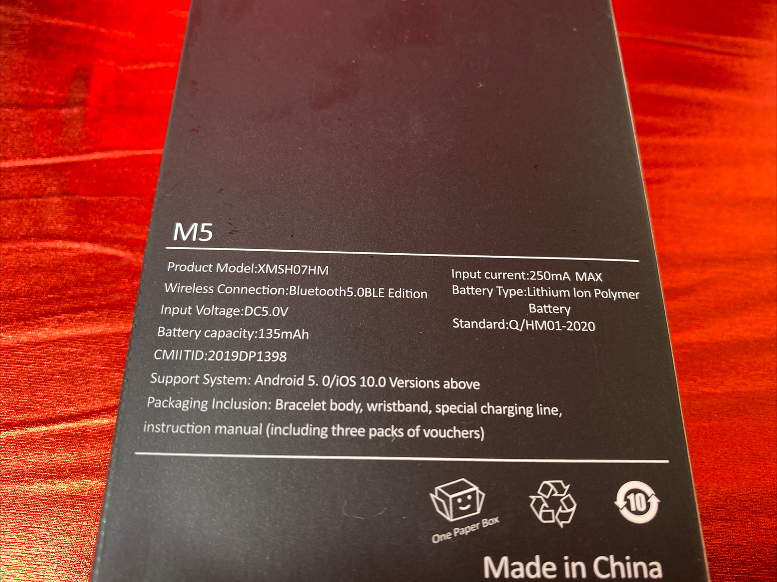 M5 Bluetooth Wireless Connection Smart Wristband Bracelet Watch Black