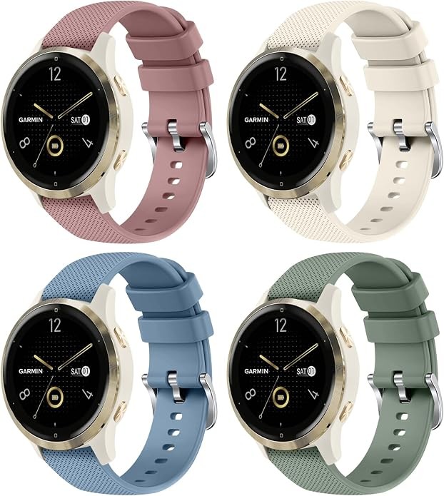 4 Pack Silicone Bands Compatible with Garmin Venu 3S and Vivoactive 4S Smartwatc