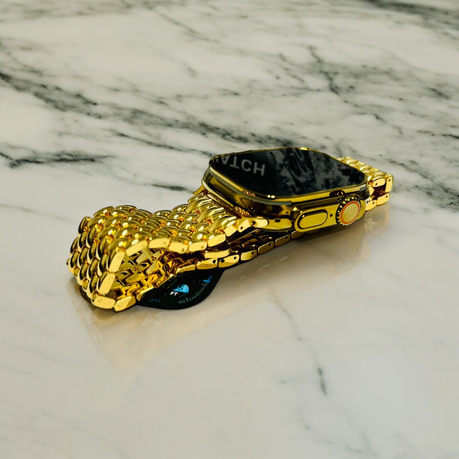 Custom Apple Watch ULTRA 3 49mm GOLD Anodized Titanium Gold Plated Links Band