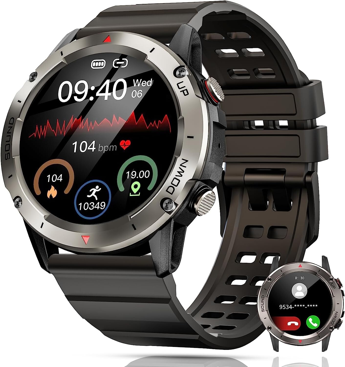 Smart Watches for Men Military Smart Watch for Men Android Bluetooth Phone Call