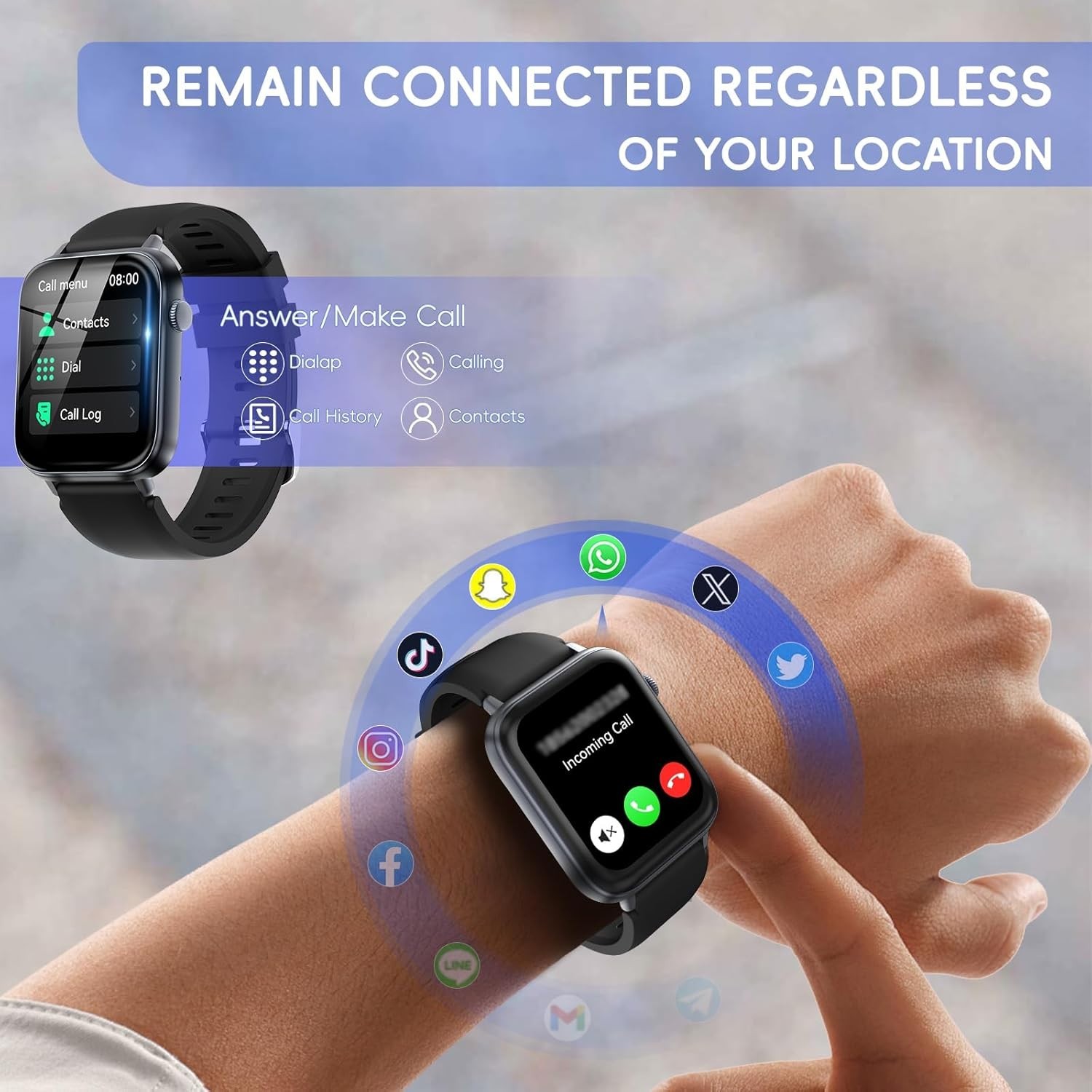 Smart Watch for Men Women Answer/Make Call, 1.85″ HD Fitness Tracker with 24/7 H