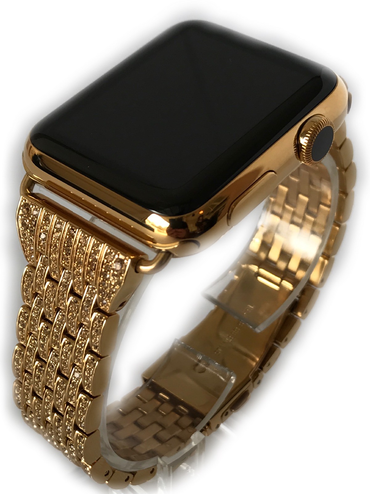 24K Gold Plated 42MM Apple Watch SERIES 2 Gold Links Band w Diamond Rhinestone