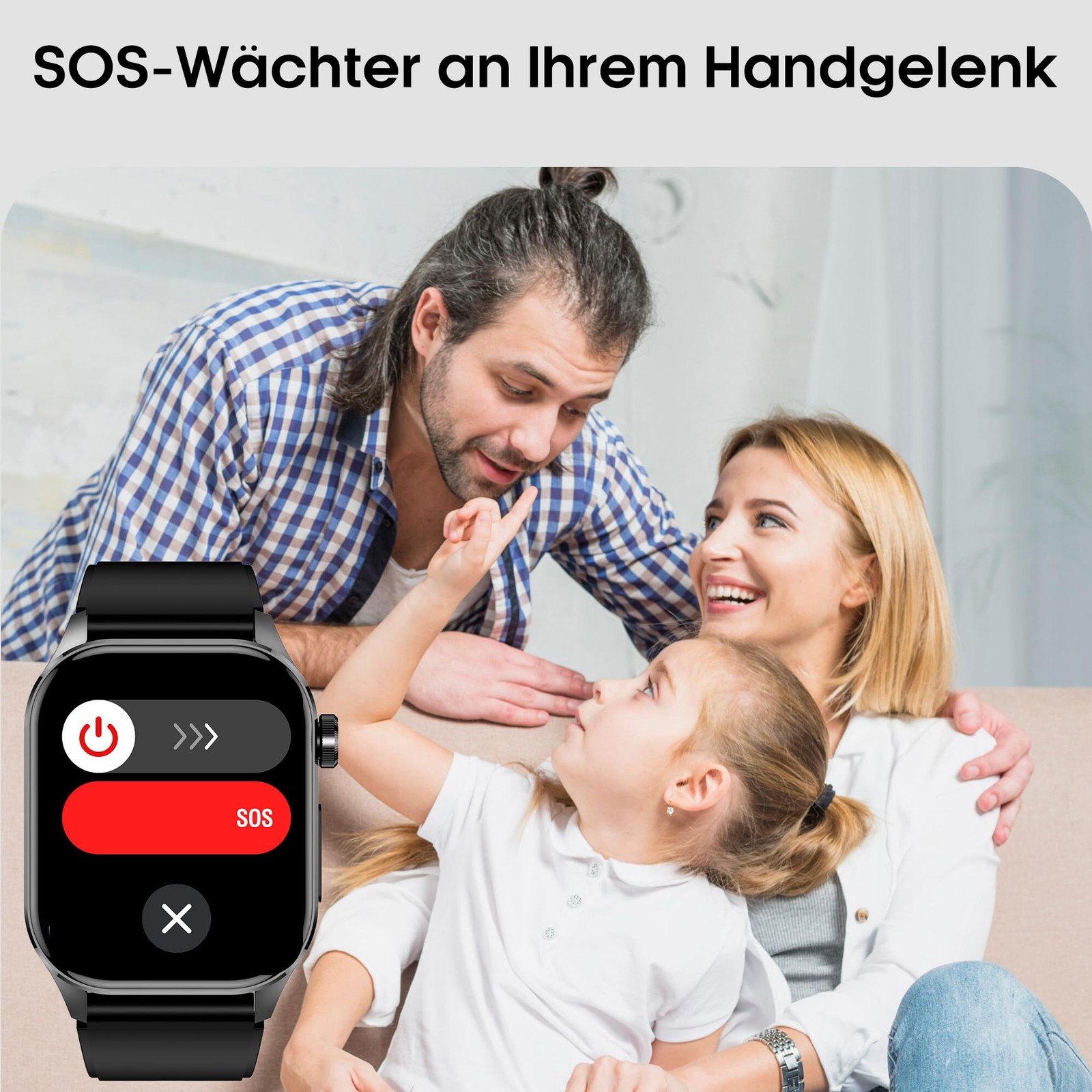 Advanced Health Smartwatch for Women Men with Real-Time Large, Black