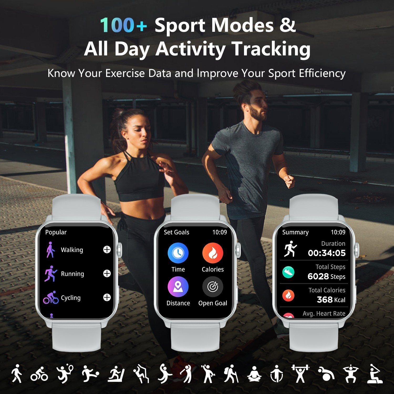 smart watch For Android Women Waterproof Smartwatch Bluetooth fitness tracker US