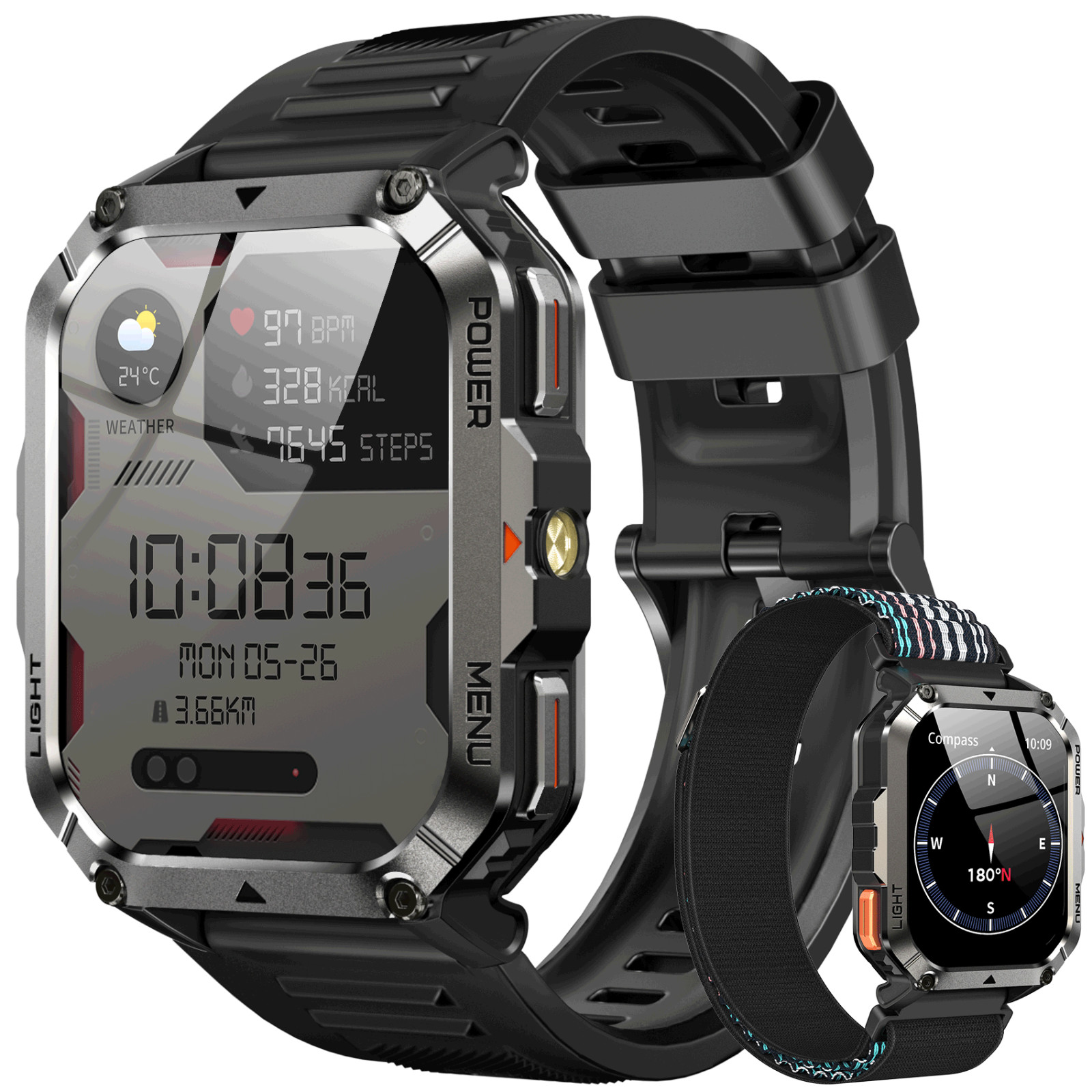 Blackview Military Smart Watch Men Built-in LED Lights Compass & 900Mah Battery