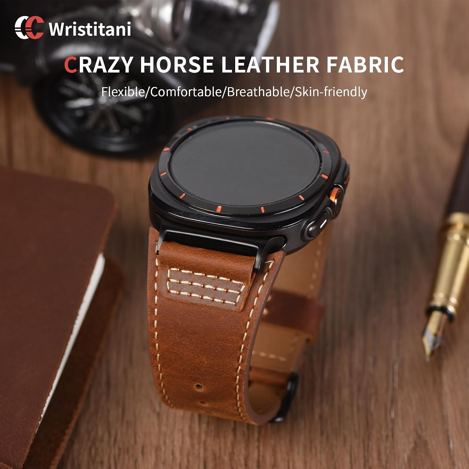 Dark Brown Leather Band for Samsung Galaxy Watch Ultra 47mm 46mm 45mm 44mm 43mm