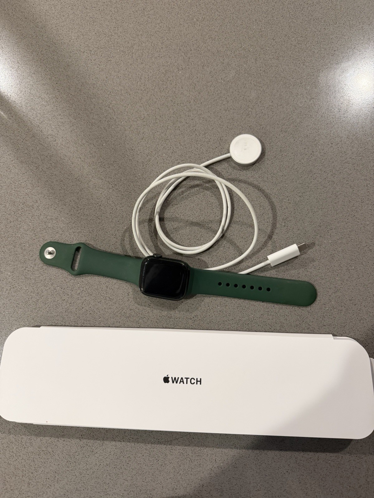 Apple Watch 41mm Black Aluminum Case Green Silicone Band Touch Screen Water-Res…