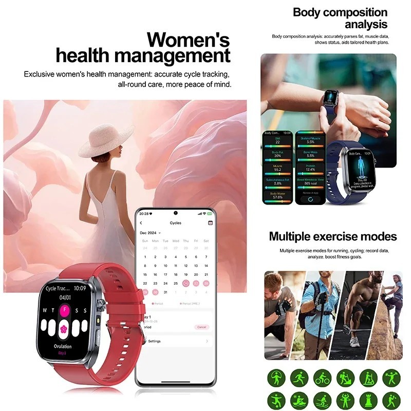 New Accurate ECG Smart Watch Heart Health Analysis Blood analysis Blood Lip 2025