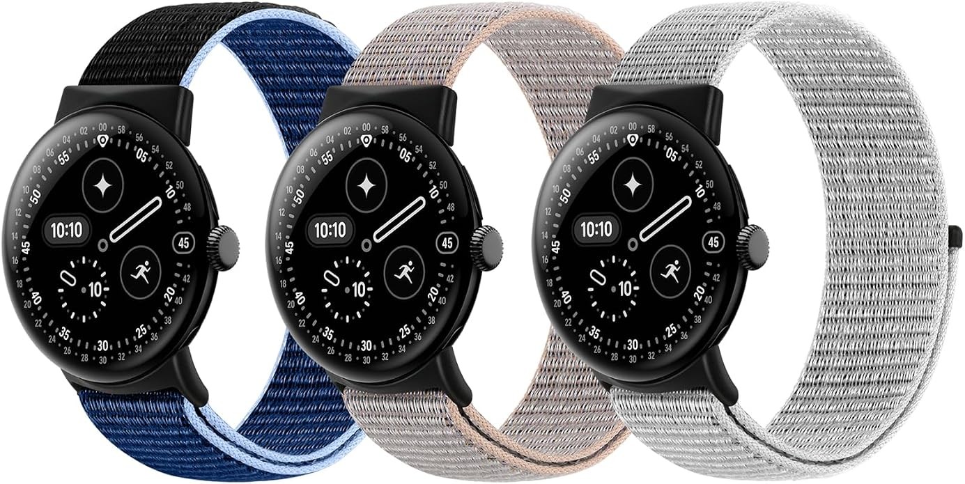 3 Pack Nylon Bands Compatible with Google Pixel Watch 4 3 41mm Sport Loop Strap