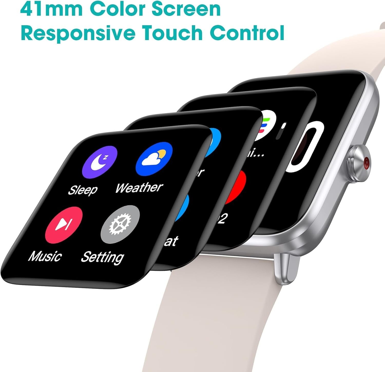 Pedometer Watch, Heart Rate Blood Oxygen Sleep Tracker, Waterproof, Almond