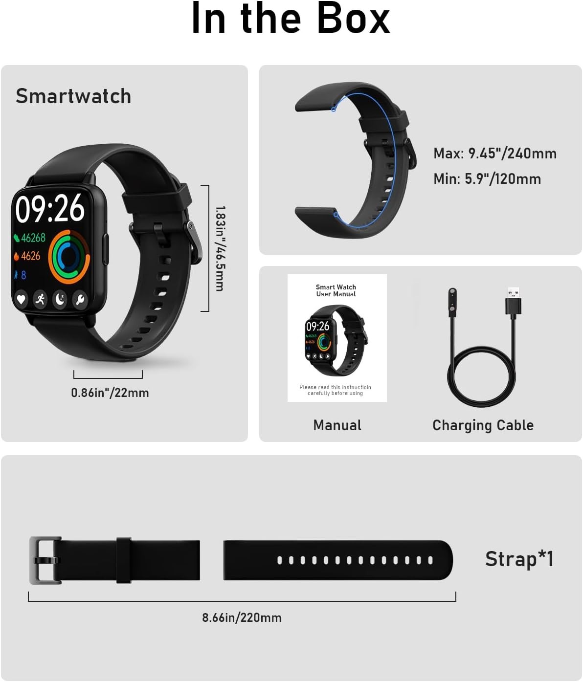 2026 Smart Watch For Men/Women, Waterproof Smartwatch Bluetooth iPhone Android