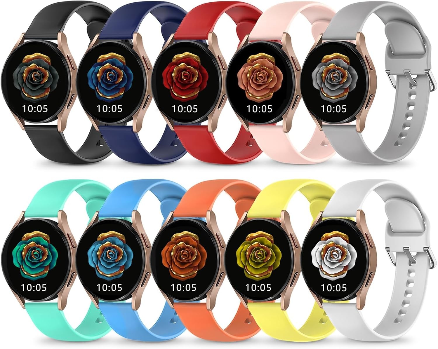 10 Pack Silicone Strap Compatible with Samsung Galaxy Active 2 40mm 44mm
