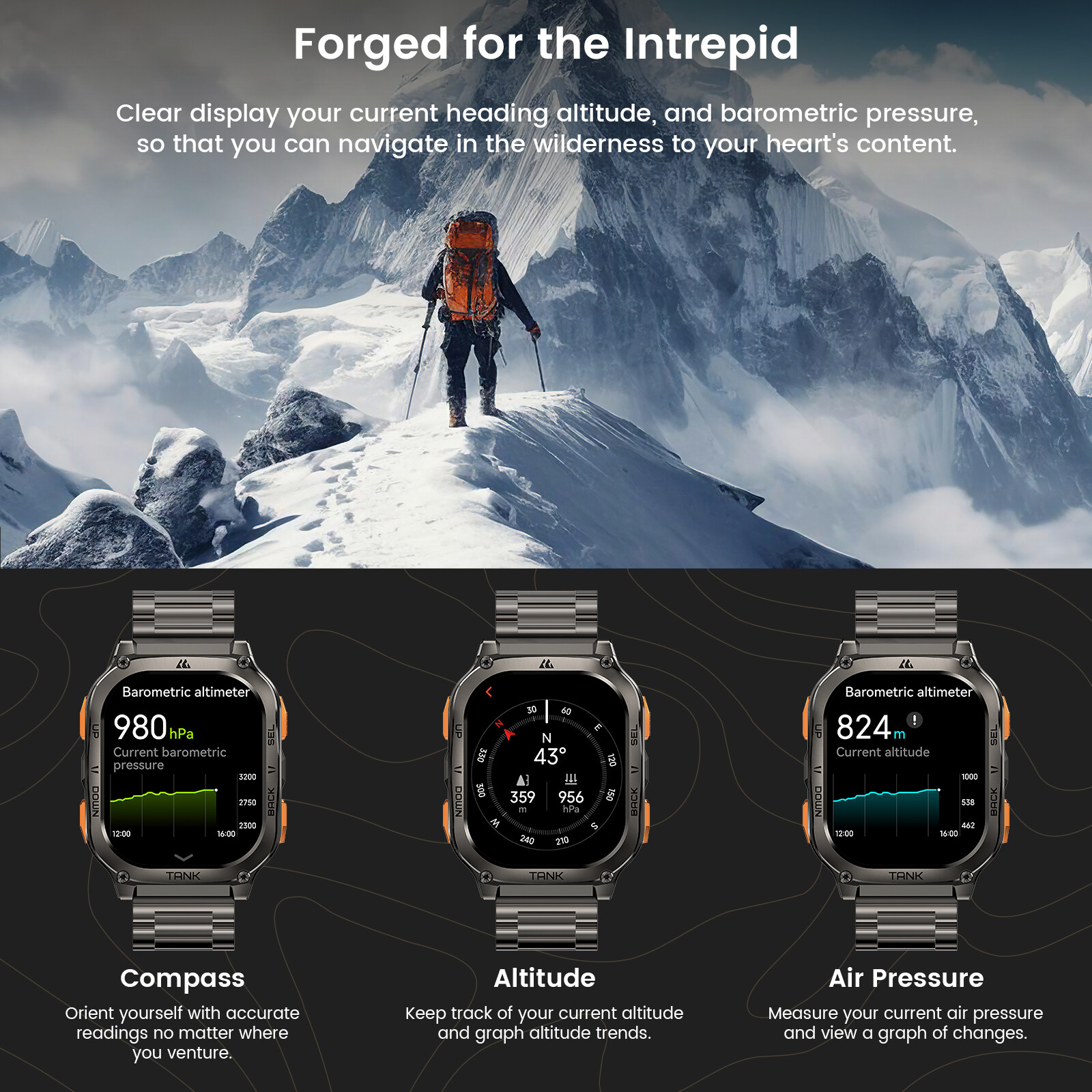 2024 KOSPET TANK M3 Ultra GPS Smart Watch Men Smart Watches 60-Day Long Battery