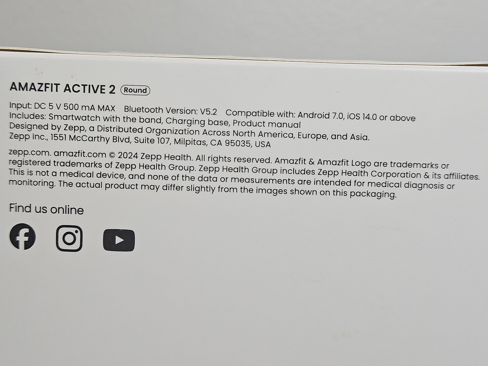 Amazfit Active 2 Black Sport Smart Watch Model A2437 – New & Sealed