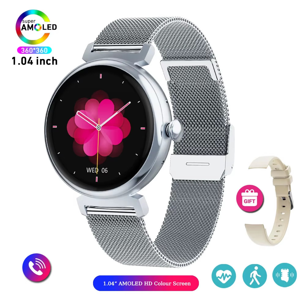 1.04 Inch AMOLED Screen Fashion Ladies Smart Watch Screen Always Display Bluetoo