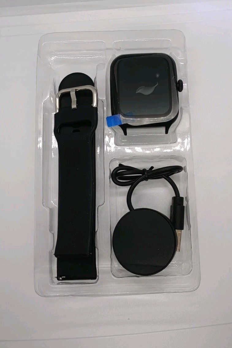 C20 Pro Smart Watch 45mm Black Silicone Band Heart Rate Sleep Weather Music