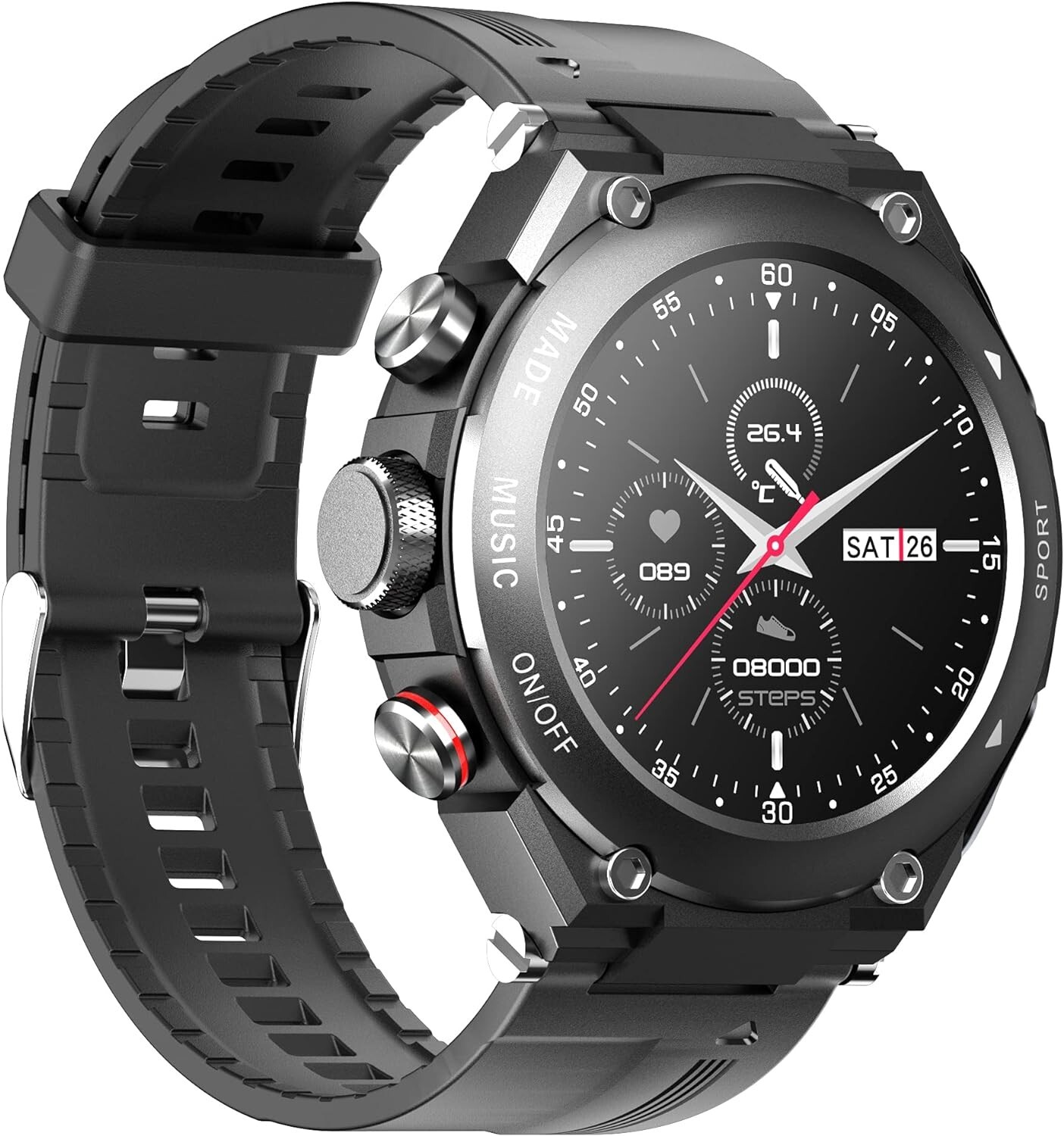 Smart Watch with Earbuds 3 in 1 Round Fitness Tracker 1.28inch for Men Sports