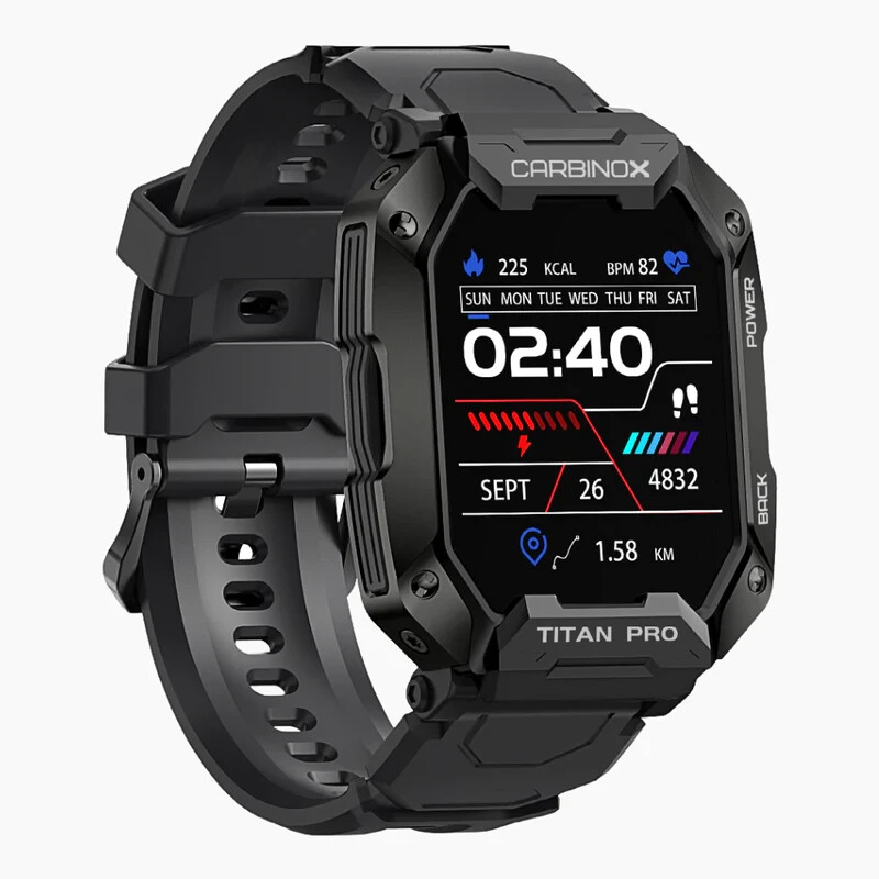 CARBINOX ” TITAN PRO ” Tactical Military Smartwatch IP69 Waterproof Black – NEW