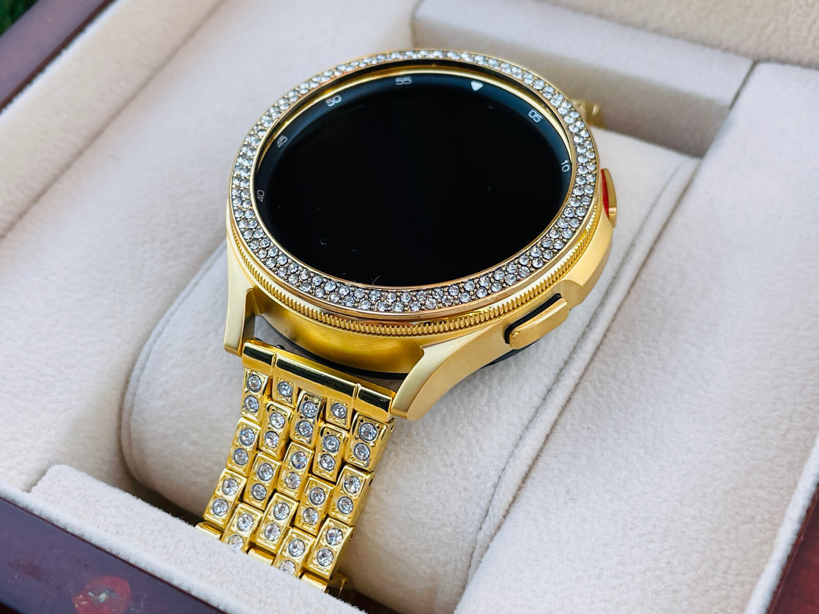 Custom 24k Gold Plated 42mm Samsung Galaxy Watch 4 Gold Diamond R Band 2021