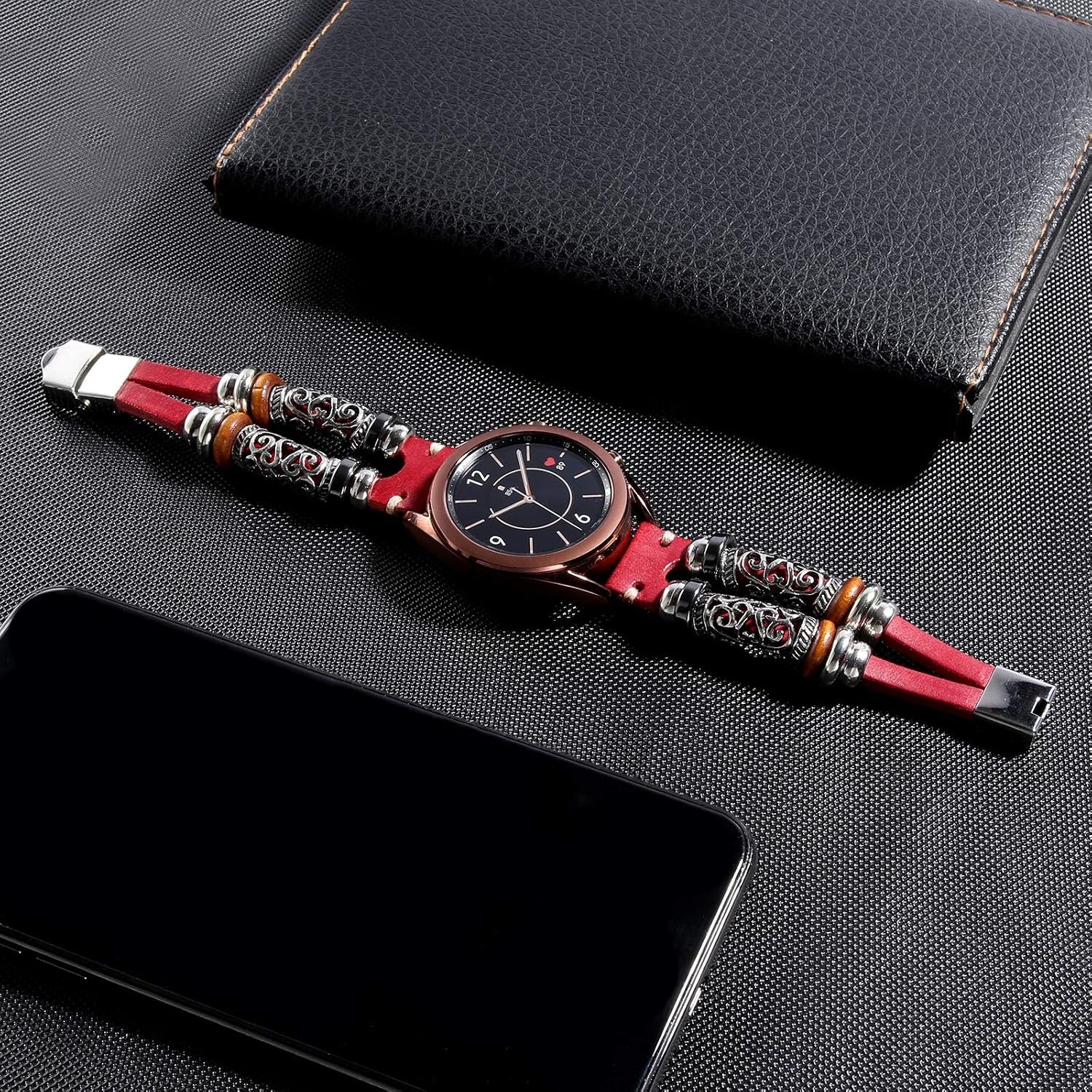 Case For Samsung Galaxy Watch 7/FE/6/5/4/3/Active 2/Garmin Venu 20mm Leather Str