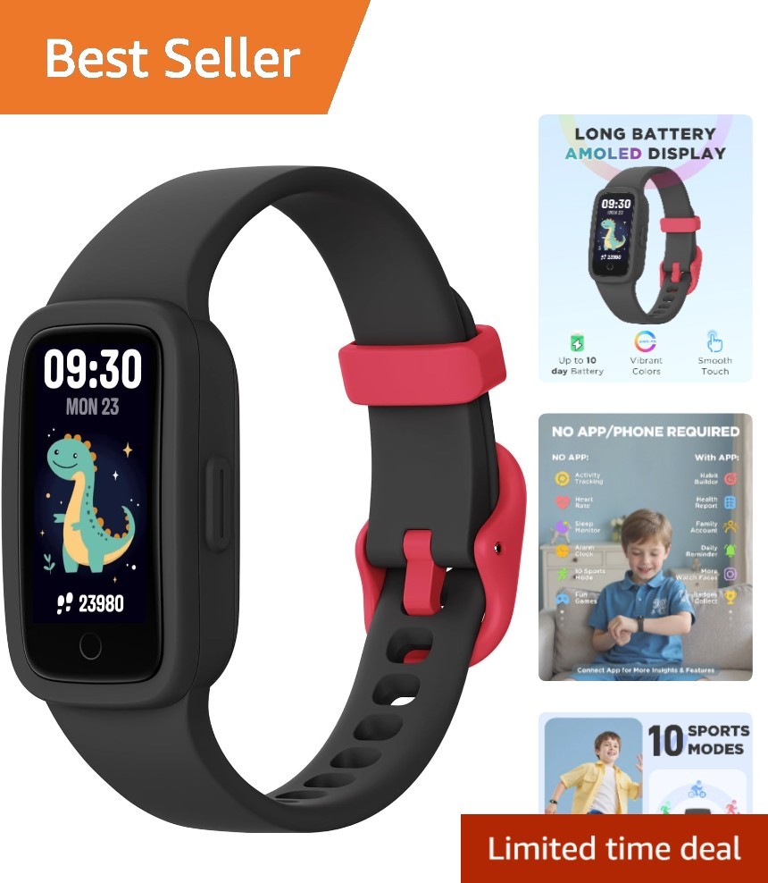 Waterproof Kids Fitness Tracker Watch with Heart Rate & Sleep Monitor, Ages 5-15
