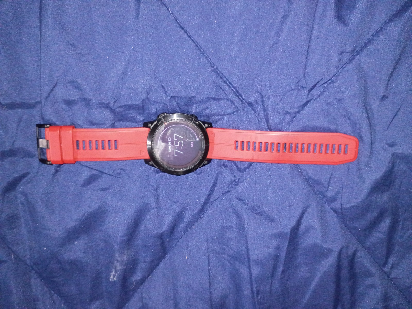 Garmin Fenix 7X With Red Silicone Band Smart Watch 51mm Heart Rate Monitor