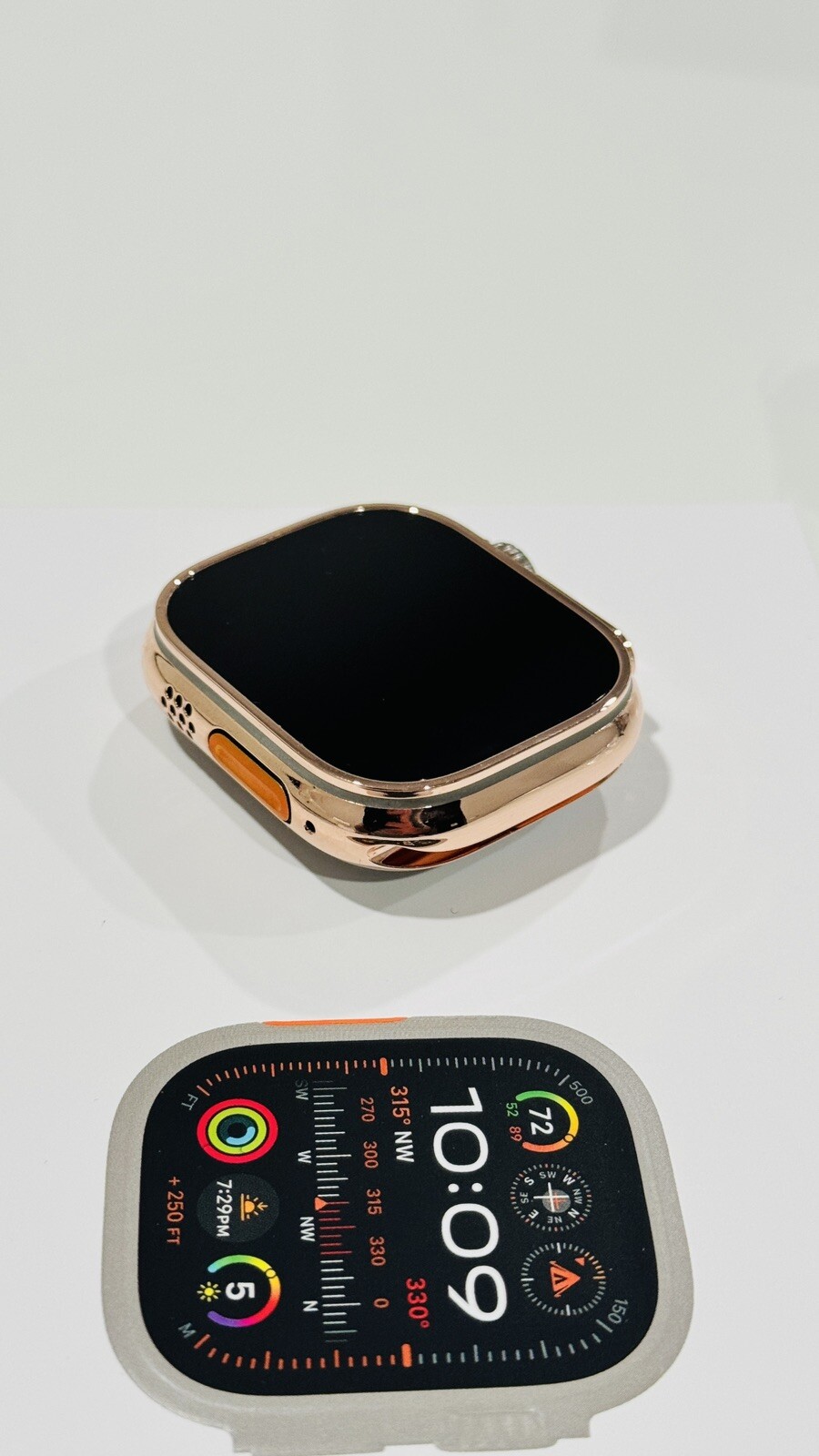 24k ROSE Gold Plated Apple Watch ULTRA 2 49mm Black Leather Band CUSTOM Lux Box