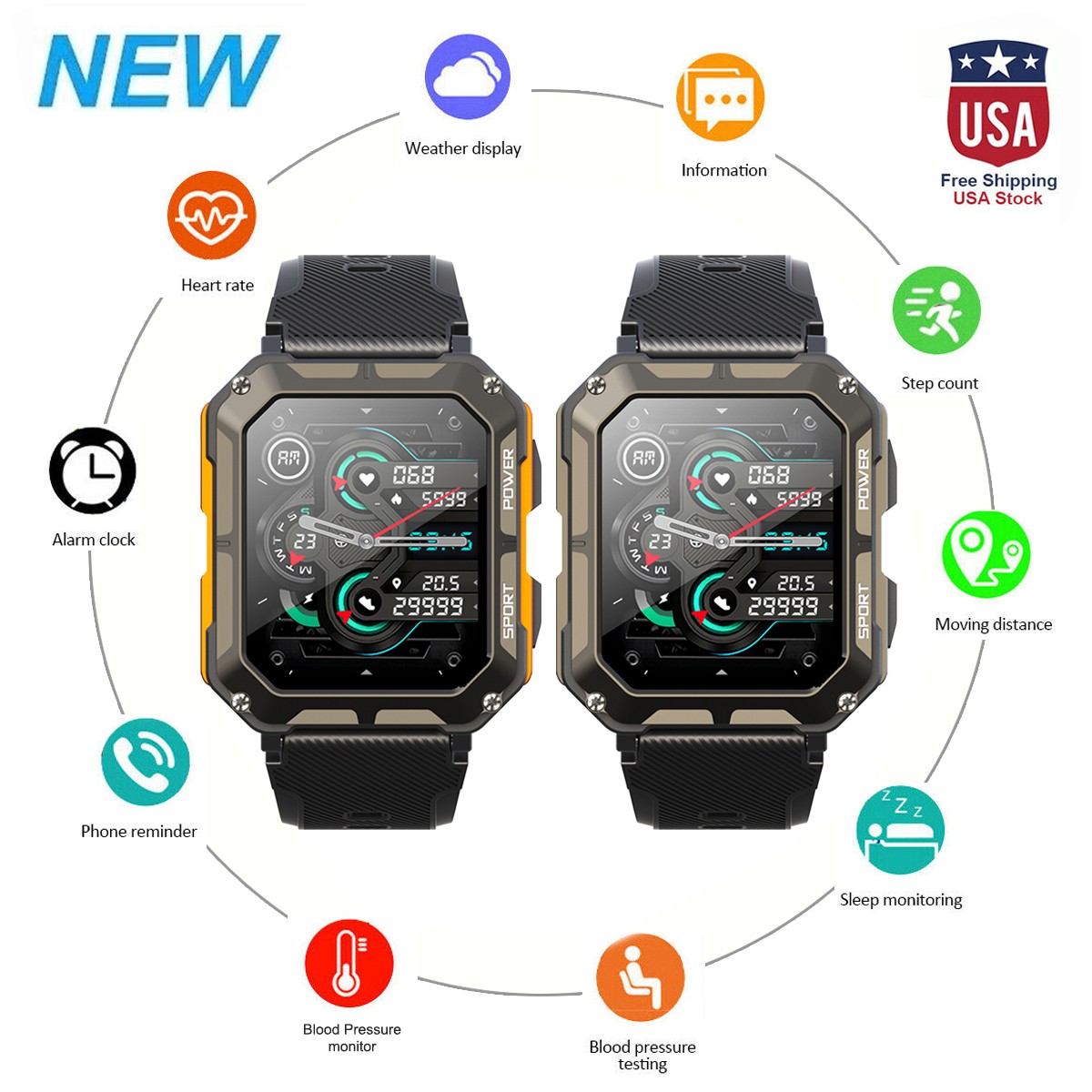 Smart Watch for Men Waterproof Smartwatch Bluetooth iPhone Samsung NEW 2022