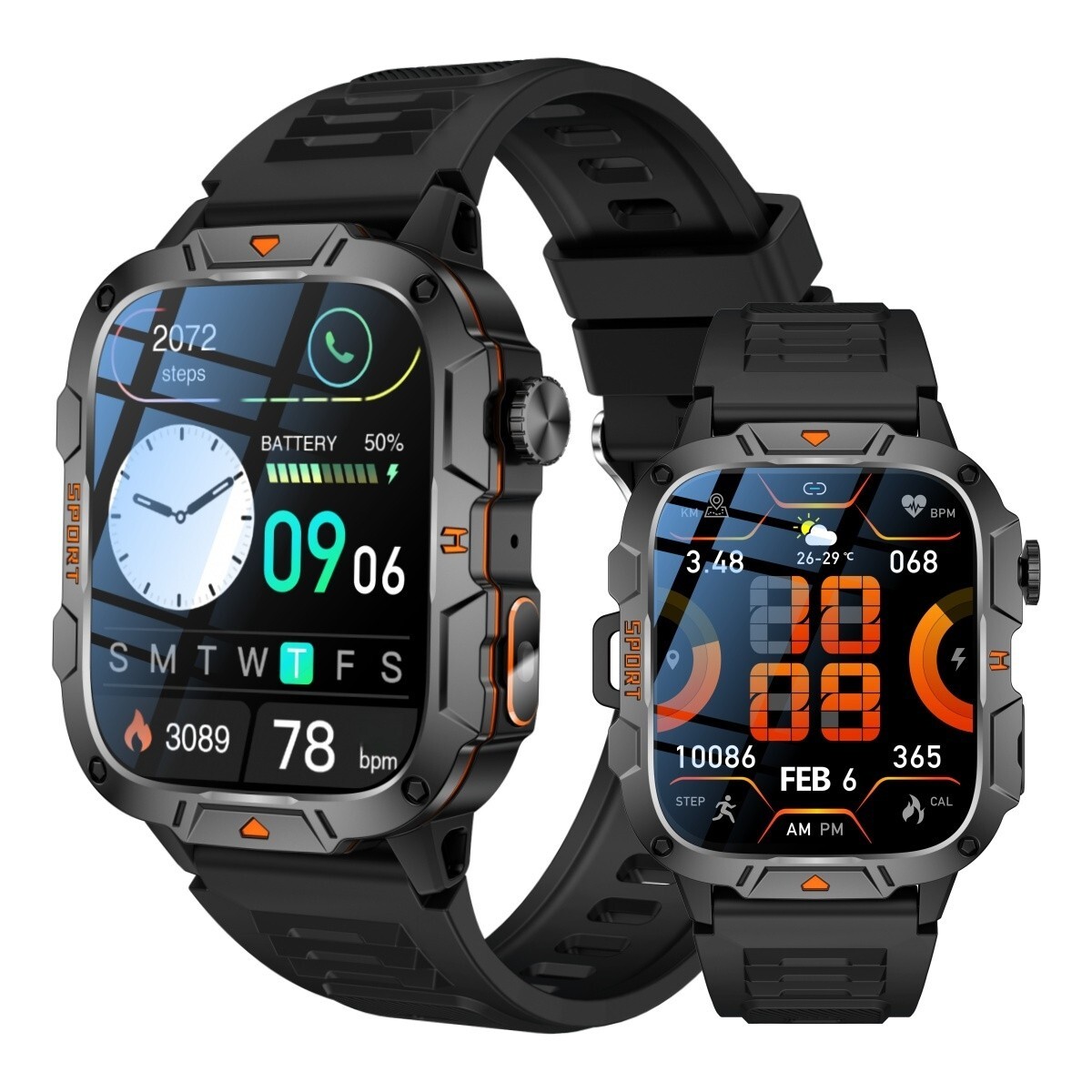🔥 Smart Watch Men Women (Call Receive/Dial) Rugged Fitness Tracker Waterproof