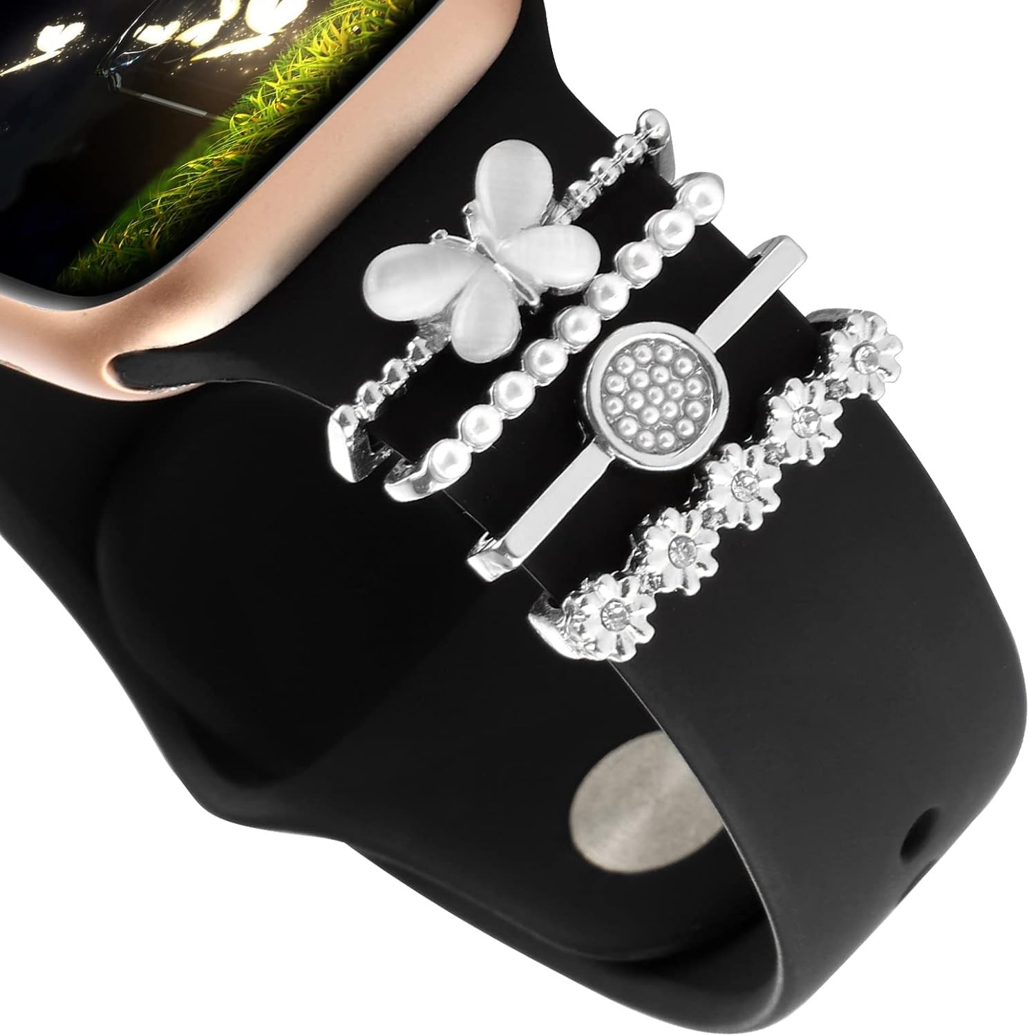 Metal Charm Band for Apple Watch Series 8 40mm 44mm – Decorative Accessories