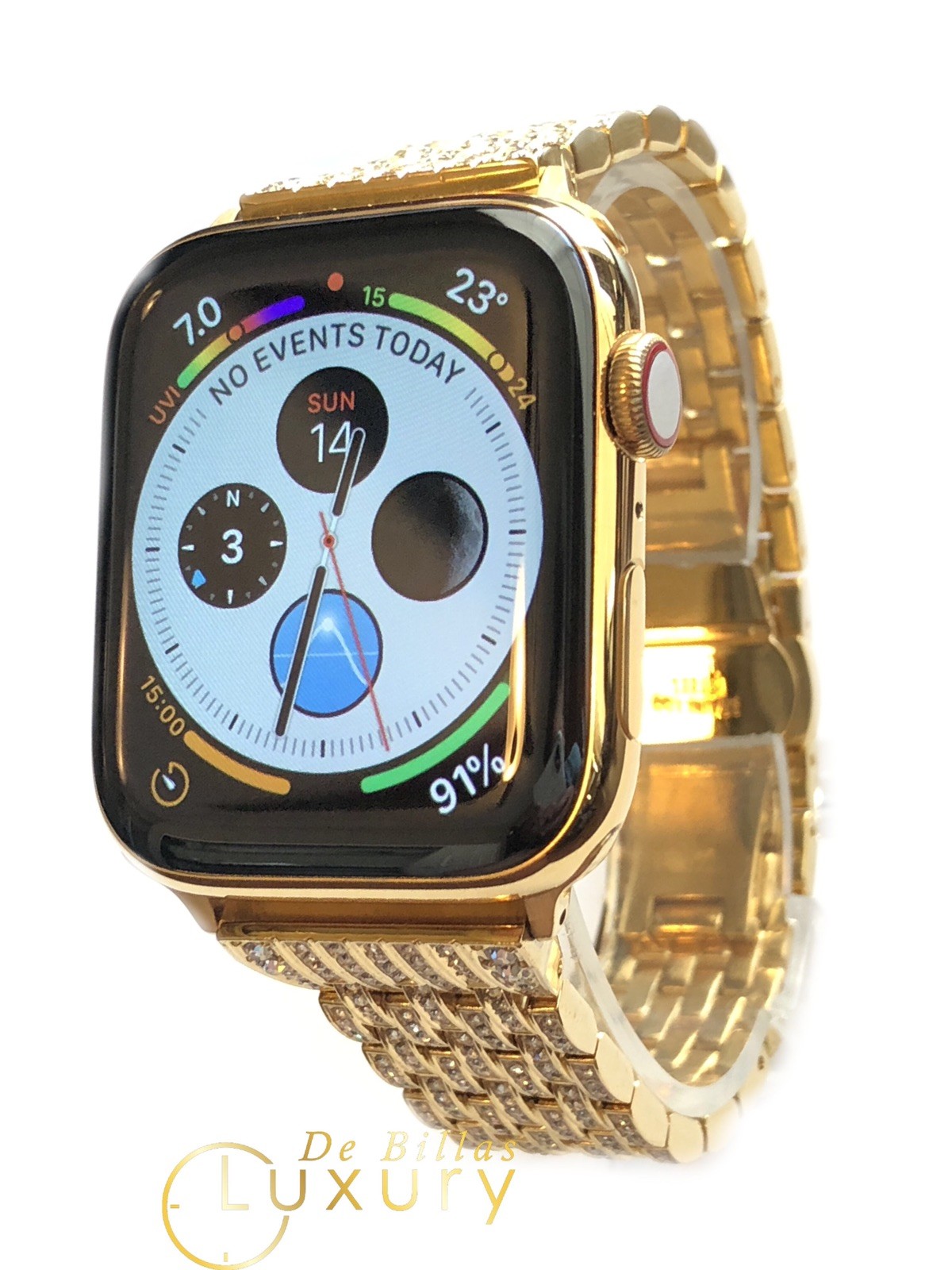 24K Gold Plated 44MM Apple Watch SERIES 5 Diamond Rhinestones Band GPS Cellular