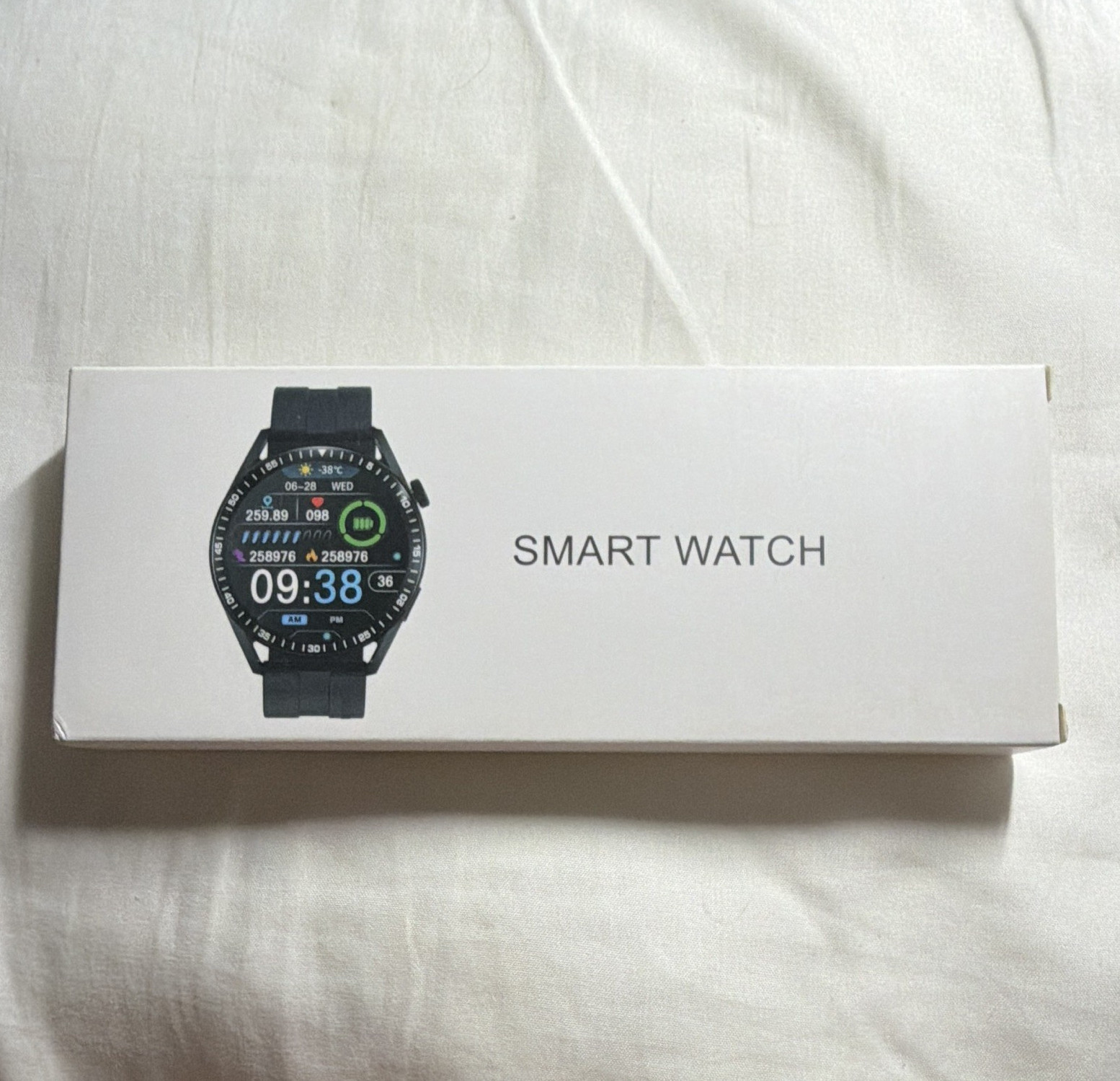 46mm Black Smart Watch Touchscreen Fitness Tracker Silicone Band Android/iOS