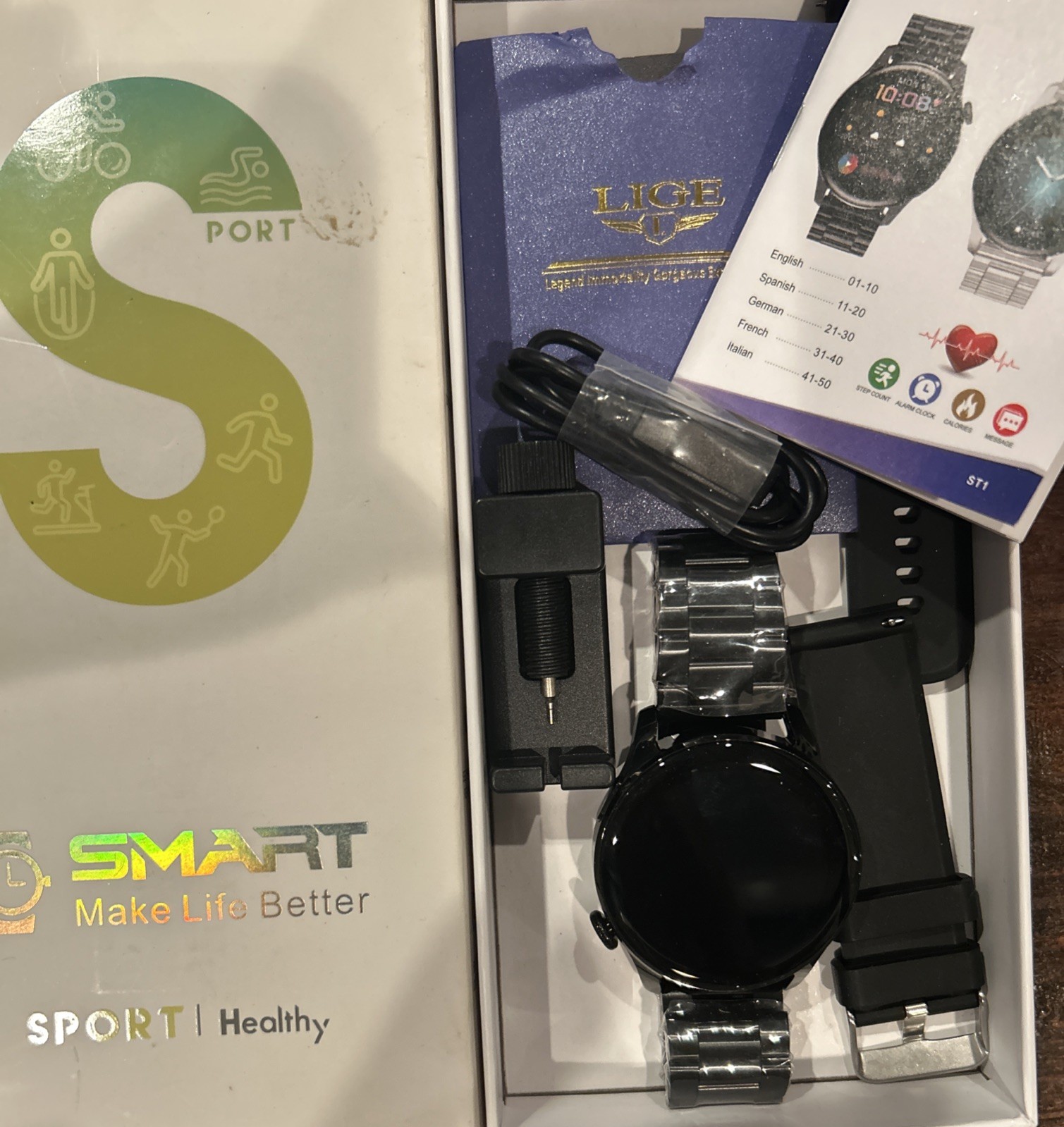 Lige Men’s Smart Watch – New – Open Box Model: ST1