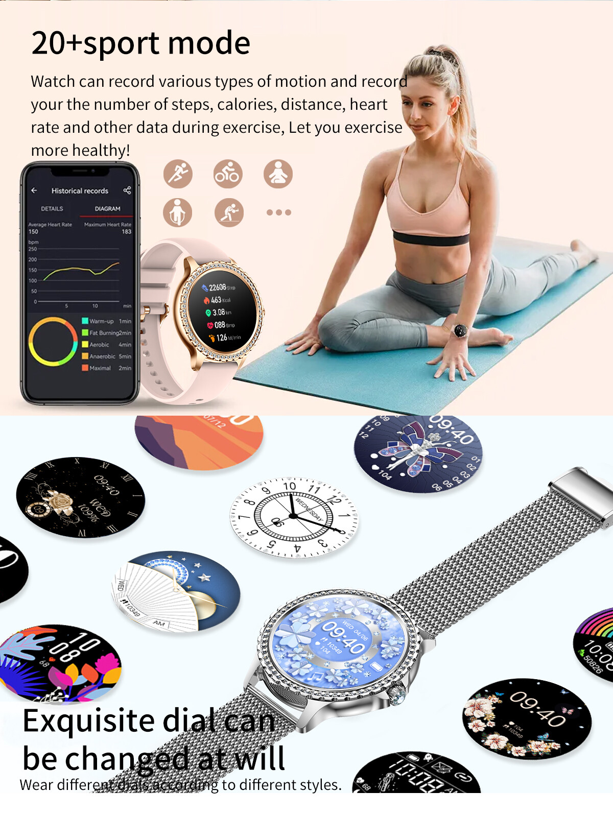 Smart Watch For Girls Women Smartwatch Bluetooth Sport Watch For iOS Android