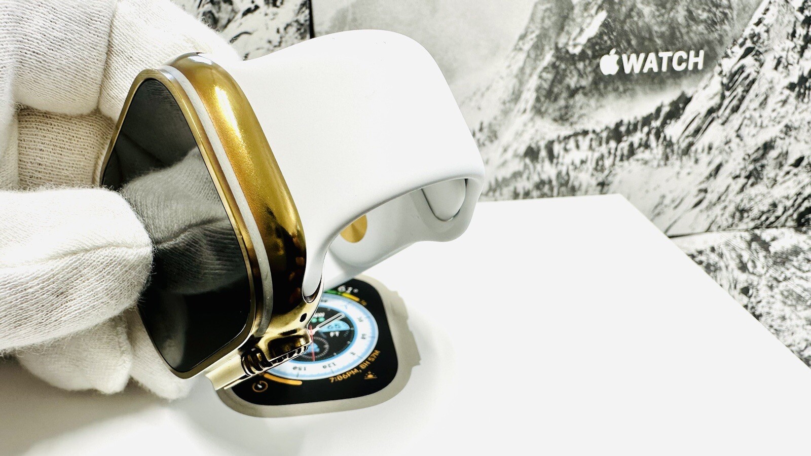 Apple Watch ULTRA 3 49mm GOLD Anodized Titanium Gold Plated Band Free White Spor
