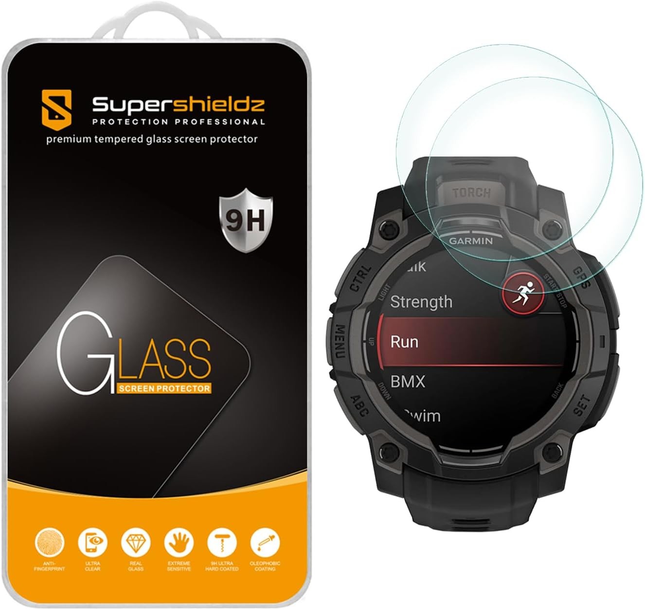 2 Pack Tempered Glass Screen Protector for Garmin Instinct 3 45mm, Anti Scratch