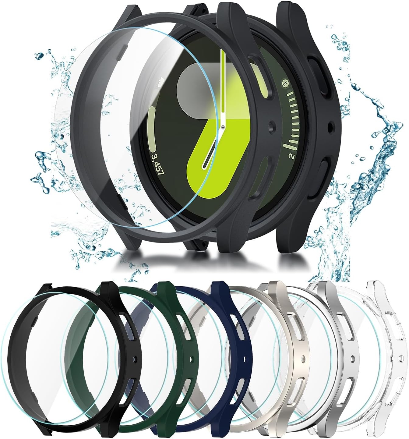 6+6 Pack Screen Protector Case for Samsung Galaxy Watch 7 44mm Anti-Fog Bumper
