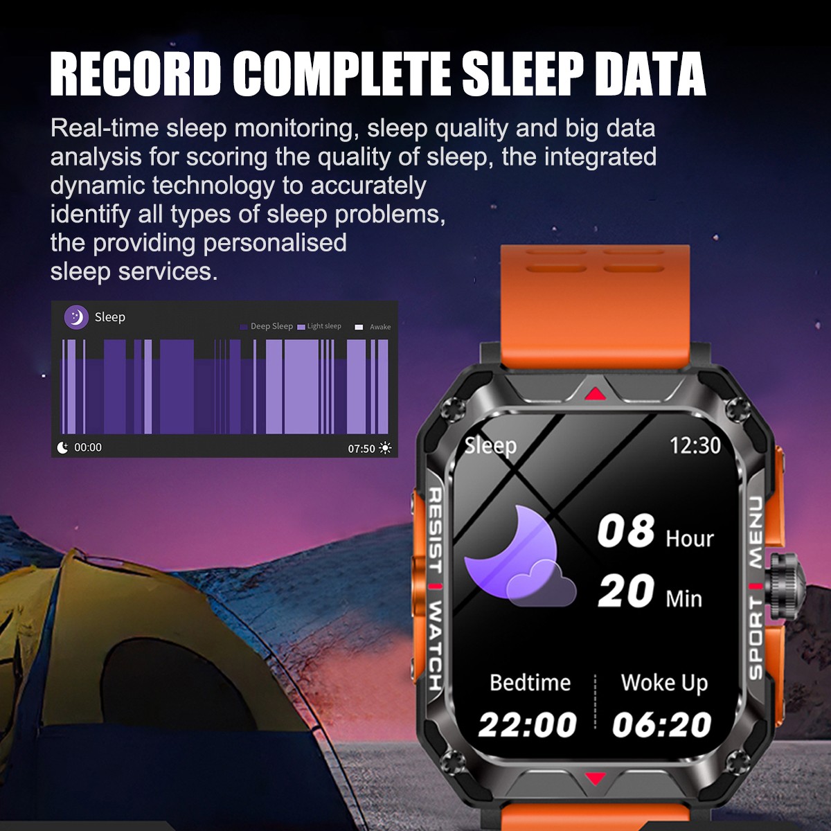 Rugged Military Smart Watch Men Android iOS Fitness Watches Waterproof New 2023*