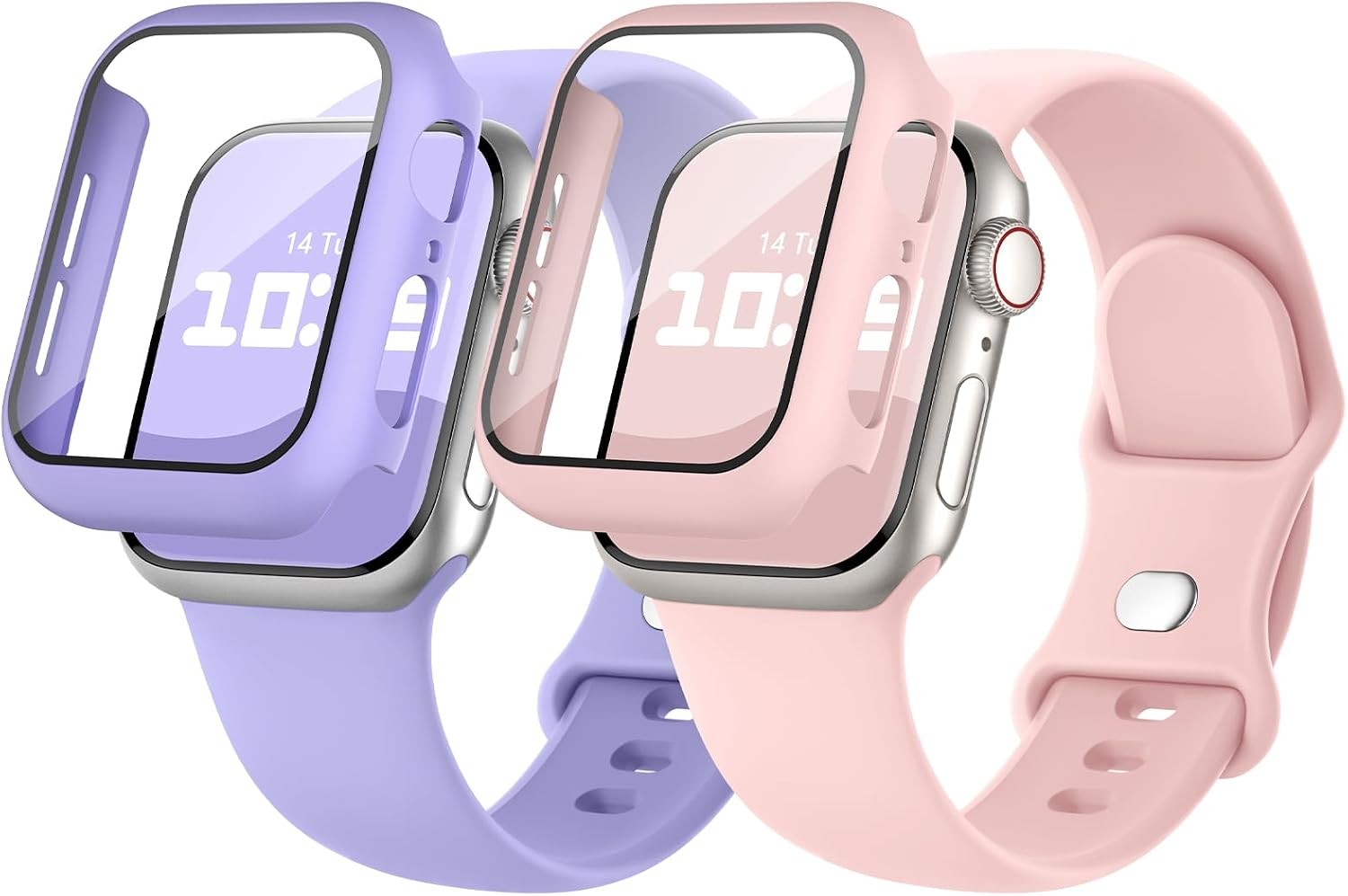 2 Pack Band with Case & Screen Protector for Apple Watch Series 9 41mm 45mm