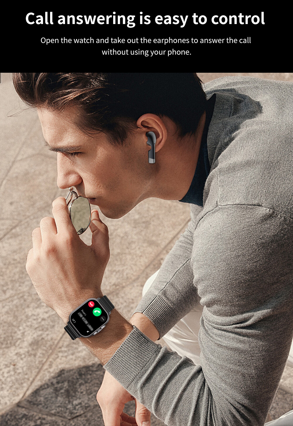 Wireless Headphones Bluetooth Smart Watch Touch Screen Bluetooth Call Bracelet