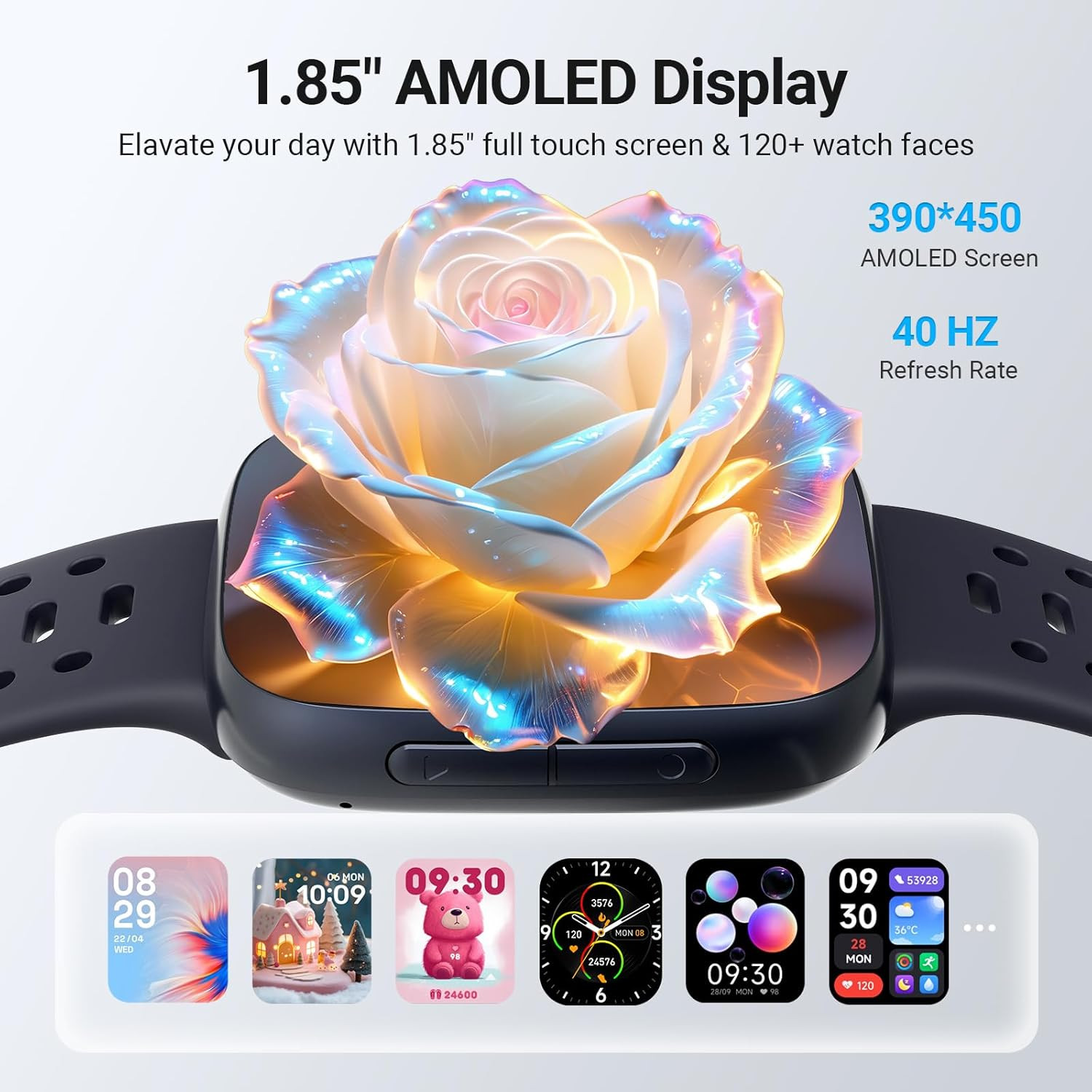 Smart Watches for Men Android Iphone (2 Bands), [1.85″ AMOLED Screen] Smartwatch