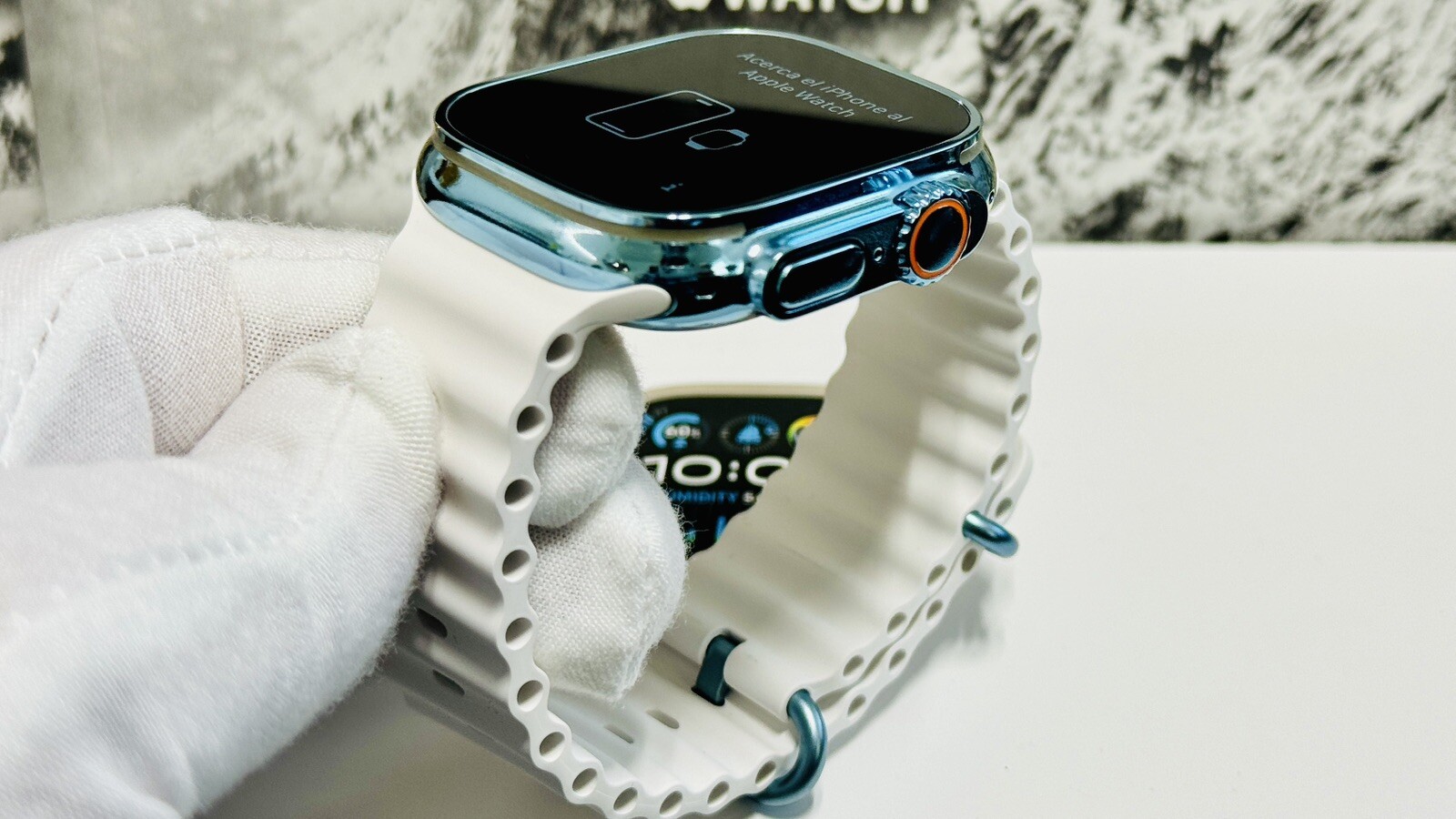SKY BLUE Apple Watch ULTRA 3 49mm Titanium Custom Polished Anodized White Ocean