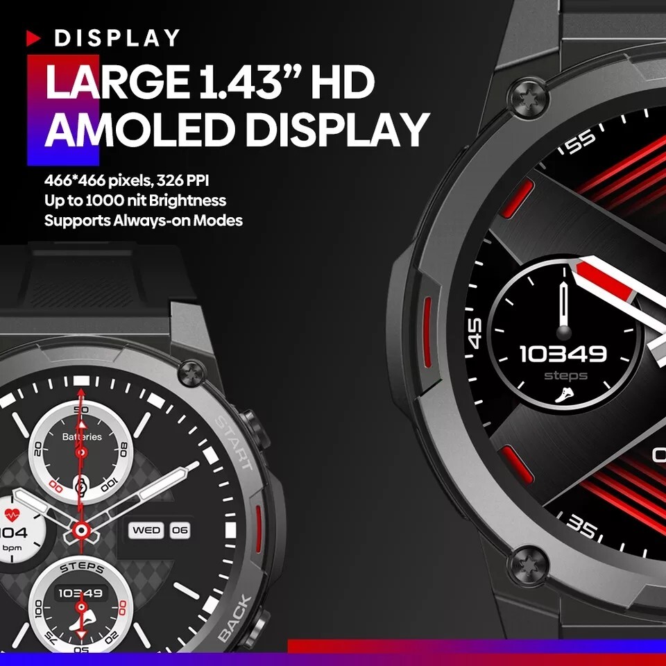 Zeblaze Vibe 7 PRO Hi-Fi Bluetooth Call 1.43″ Amoled 3ATM Rugged Smartwatch