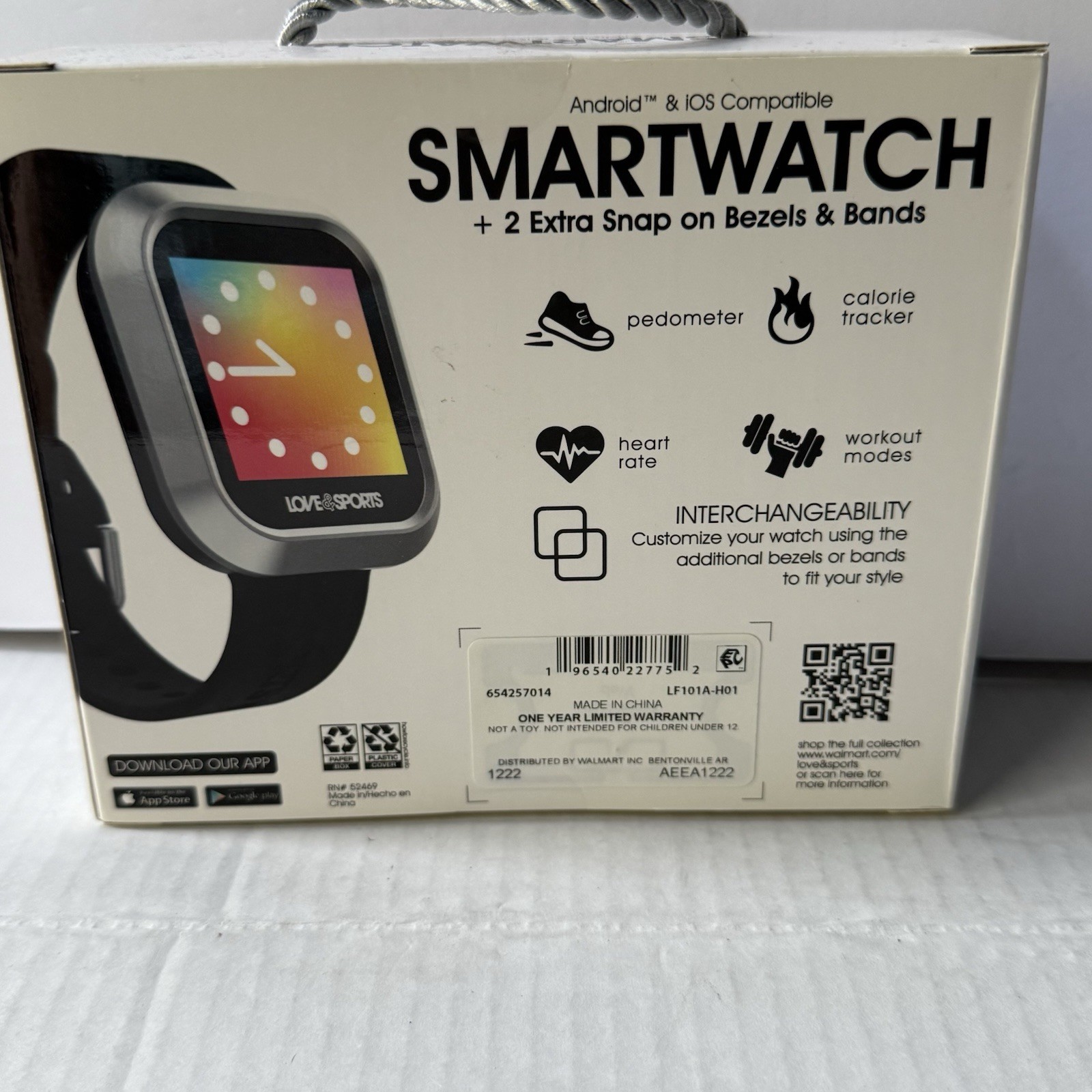 Smartwatch with Interchangeable Bands – White, Pink, Blue Love & Sports New