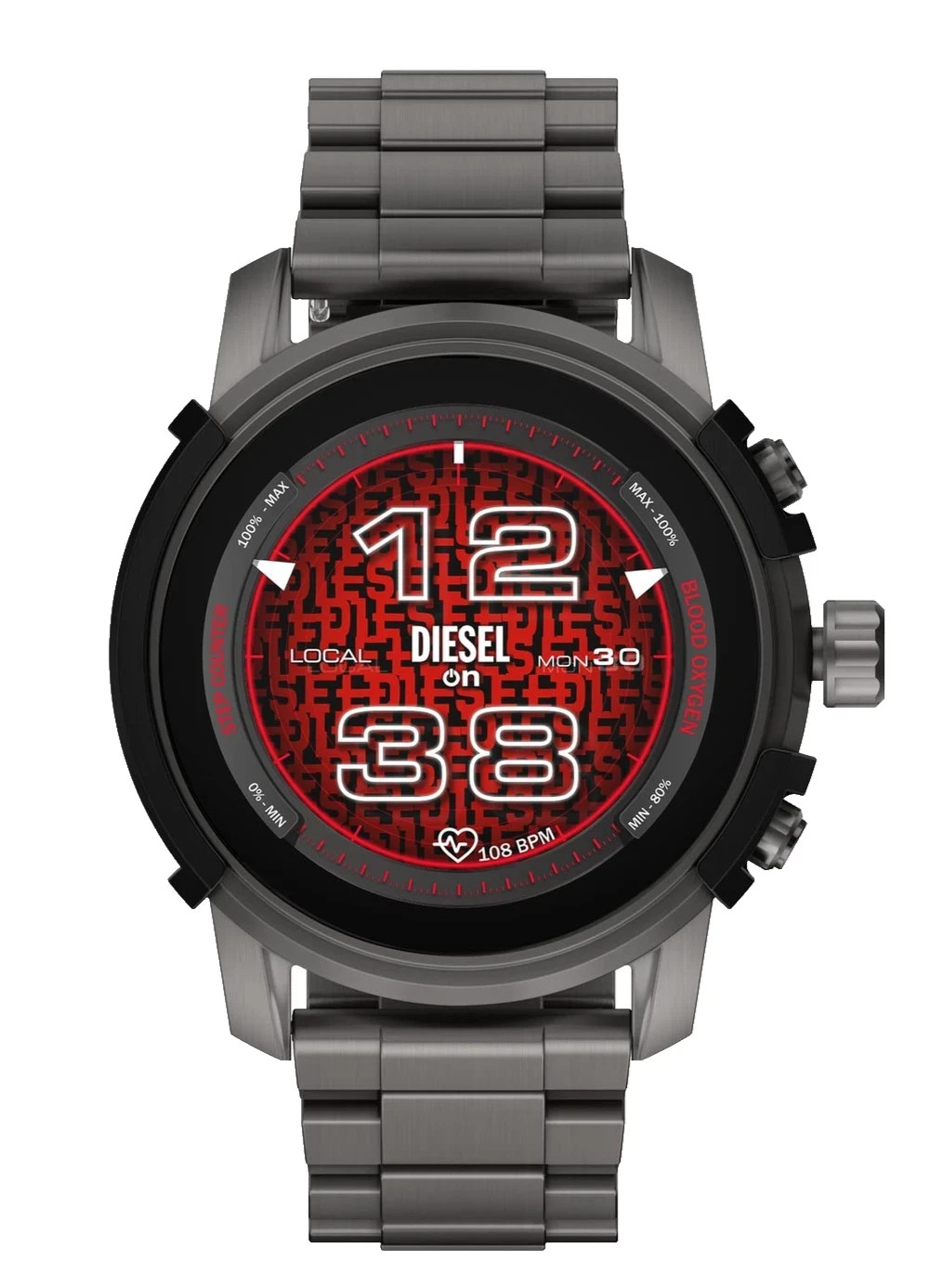 DIESEL DZT2042 GRIFFED GEN 6 GUNMETAL STAINLESS STEEL BRACELET MENS SMARTWATCH